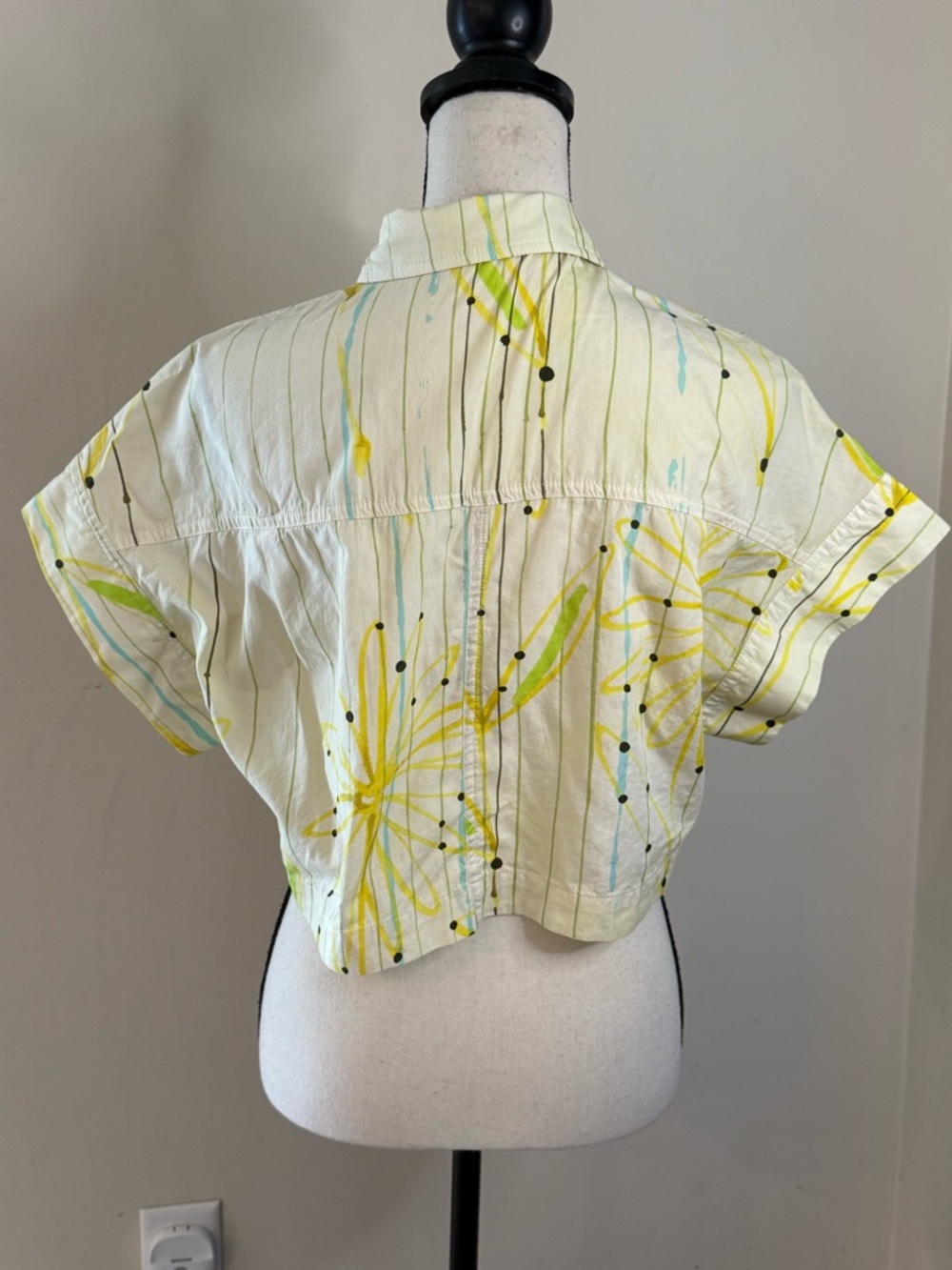 Zara yellow crop top flowers stripes polka dots SZ SM - Picture 4 of 13